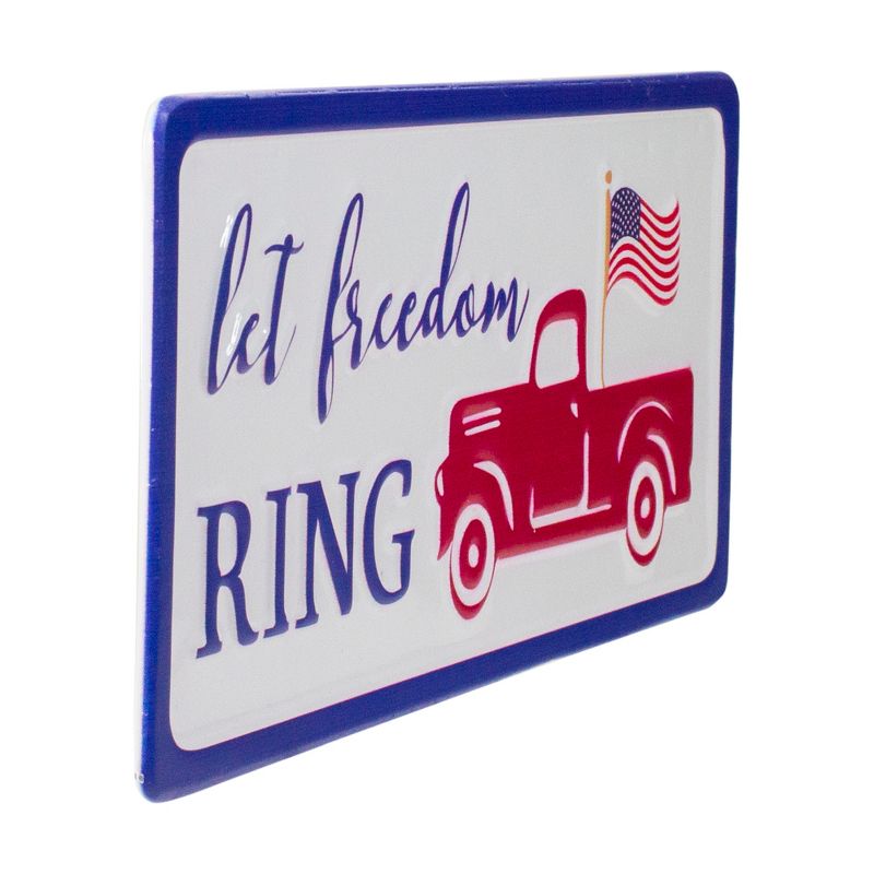 Northlight 12" Metal Patriotic "Let Freedom RING" Sign with a Flag Wall Decor, 3 of 6