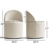 Modern Upholstered Dining Chair with Castors Round Barrel Dining Room Chair Linen Dining Chairs Set of 3 for Kitchen Dining Room-Tanpinhause - 3 of 4