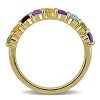 EVERLY JEWELRY | Yellow Plated Sterling Silver 1 5/8 CT TGW Oval-Cut Multi-Gem Semi-Eternity Ring - 3 of 4