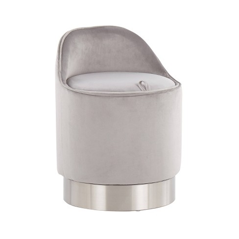 Marla Glam Vanity Stool Steel/velvet Chrome/silver - Lumisource