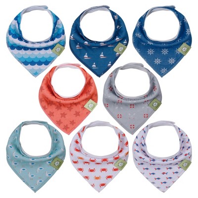 Image of 8pk Organic Baby Bandana Bibs, Baby Drool Bibs for Baby Boy, Girl, Baby Bibs for Infant, Newborn  (Seaside)