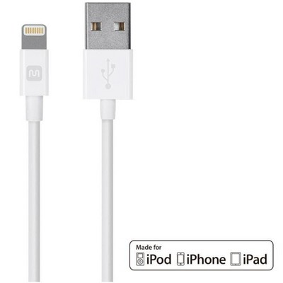 Monoprice Apple MFi Certified Lightning to USB Charge & Sync Cable - 0.5 Feet White for iPhone X, 8, 8 Plus, 7, 7 Plus, 6, 6 Plus, 5S - Select Series