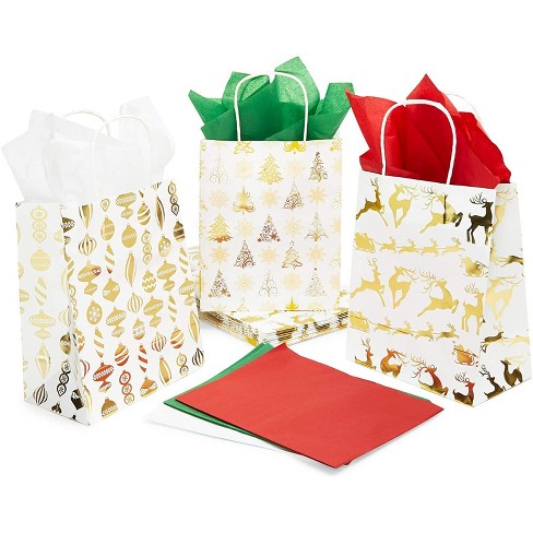 TDCQ 24PCS Christmas Style Paper Bags,Christmas Gift Bags with Handles,Christmas Wrap Bags,Christmas Paper Party Bags,Christmas Bag Bear