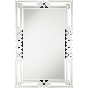 Possini Euro Design Clafia Rectangular Vanity Wall Mirror Modern Beveled Edge Clear Diamond Mirrored Frame 26" Wide for Bathroom Bedroom Living Room - 1 of 4