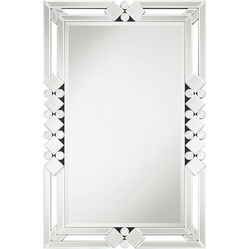 Possini Euro Design Rectangular Vanity Wall Mirror Modern Beveled Edge