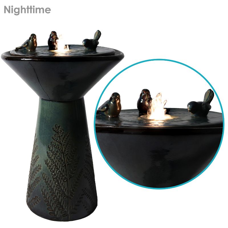 Sunnydaze Gathering Birds Ceramic Outdoor Fountain with LED Lights, 6 of 16