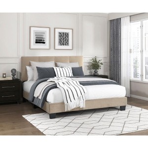 CAVINAS Platform Bed with Adjustable Height Headboard,Upholstered Bed Frame,Box Spring Not Required,Velvet - 1 of 4