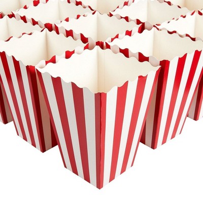 Blue Panda 100 Popcorn Favor Boxes Paper Containers Party Supply for Movie Night Red White