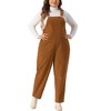Agnes Orinda Women's Plus Size Corduroy Adjustable Straps with Pocket Fashion Overalls - 2 of 4