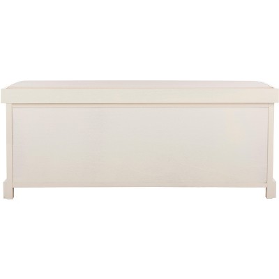 White Pine Storage Bench with Wicker Baskets and Cushion