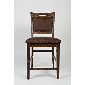 Jofran, Industrial Nailhead Trim Upholstered Back Counter Stool (Set of 2), Gray - 1 of 4