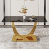 KTMBDW 63" Large Glass Dining Table for 4 6 8, Modern Rectangular Glass Top Kitchen Table with GoldenMetal Base for Dinner Kitchen Dining Room, Gold - 2 of 4