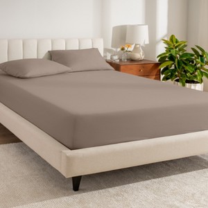 260 Thread Count Organic Cotton Percale Fitted Sheet by Bare Home - 1 of 4