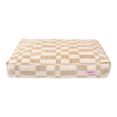 Medium Beige and Cream Polyester Bolster Pet Bed