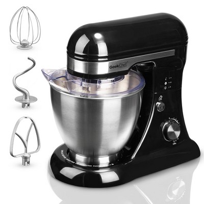 Geek Chef GSM45B Stainless Steel 4.8 Quart Bowl 12 Speed Kitchen Countertop Baking Food Stand Mixer with Beater Paddle, Dough Hook, and Whisk, Black