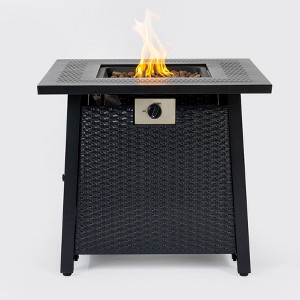 Gulches 28" Square Propane Fire Pit Table - 50,000 BTU Black Iron, Adjustable Flame, Multi-Functional (Dining/Coffee/Bar Table) - 1 of 4