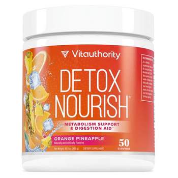 Detox Nourish Powder, Metabolism Support & Anti-Bloat Digestive Aid, Orange Pineapple, Vitauthority, 300gm
