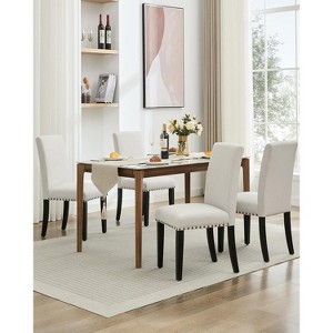 Coucheta 4-Piece Modern Dining Chairs Set - Upholstered Fabric with Wood Legs, Ergonomic Support, 265lb Capacity - 1 of 4