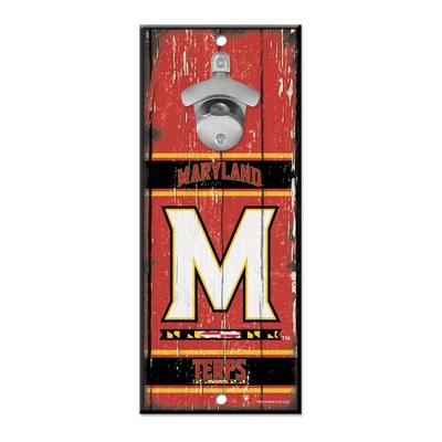 NCAA Maryland Terrapins 11"x5" Bottle Opener Wood Sign