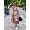 Coolmee Women's Summer Floral Maxi Dress Casual Wrap V Neck Short Sleeve Split Flowy Beach Long Dresses with Belt - 4 of 4