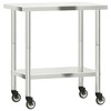 vidaXL Kitchen Work Table with Wheels 32.5"x21.7"x33.5" Stainless Steel - 2 of 4