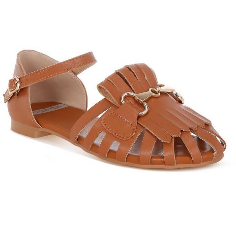 Женские сандалии Rag & Co Womens Ramita Horsebit Fringe Flat Sandals 8