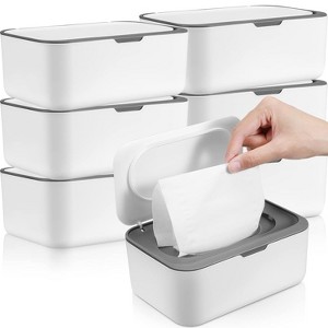 6 Pack Baby Wipes Dispenser with Lids, Refillable Container with Sealing Design for Bathroom and Nursery - 1 of 4