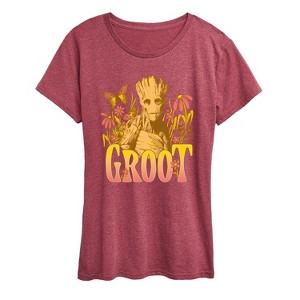 Women's - Marvel - Guardians of the Galaxy Groot Florals Short Sleeve Graphic T-Shirt - 1 of 4