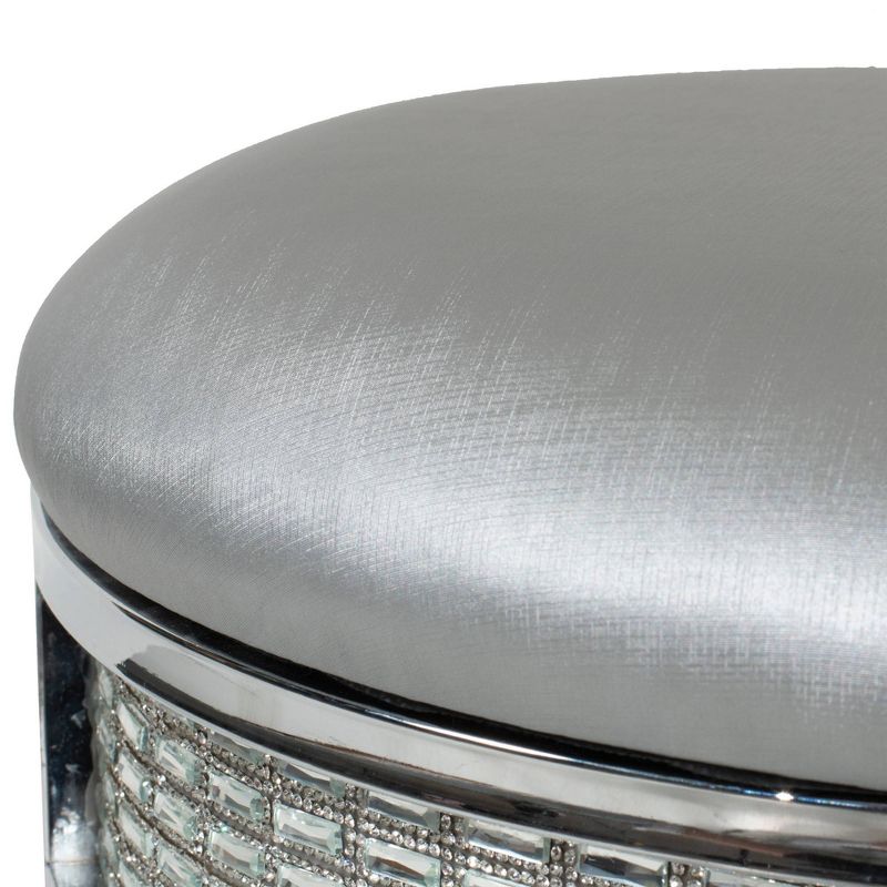 18&#34; Venice Metal Backless Vanity Stool with Faux Diamond Band Silver - Hillsdale Furniture, 4 of 9