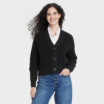 Women's Button-Front Sweater Cardigan - Universal Thread™ Black XL