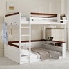 TIRAMISUBEST Queen Bunk Bed with Storage Shelves, LED Lights & USB Charging - White Wooden Space-Saving Bed - 2 of 4