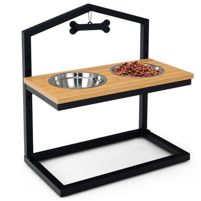 Tangkula Elevated Dog Bowls Feeder Adjustable Raised Bowls Stand with 5 Heights