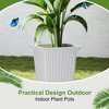 TOAOTBNBO Tall Planters Set of 2, Durable Planter with Vertical Stripes, Porch Plants with Drainage Holes and Bottom Tray - 3 of 4