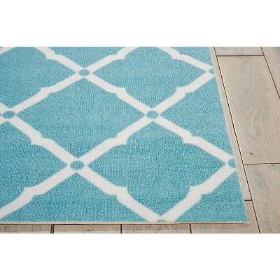 Aqua Floral Bliss 5' x 7' Synthetic Indoor/Outdoor Area Rug