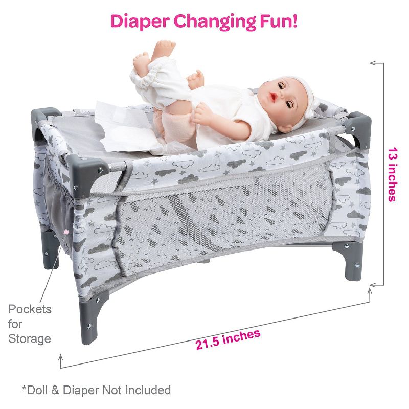 Adora Deluxe Baby Doll Pack-N-Play & Changing Table Set - Twinkle Stars, 3 of 11