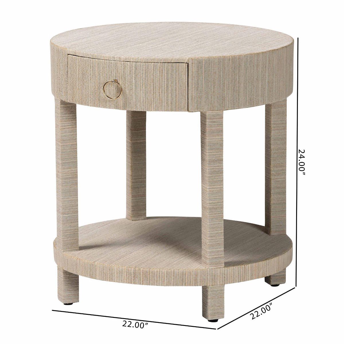 bali & pari Sadia Woven Grasscloth 1 Drawer Nightstand Natural/Gold - thumbnail 4