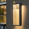 C Cattleya Matte Black Integrated LED Outdoor Hardwired Wall Lantern Sconces with Ripple Tempered Glass - 2 of 4