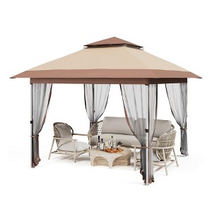 WhizMax Pop Up Outdoor Gazebo with Removable Curtains and Silver Coated Canopy - 1 of 4