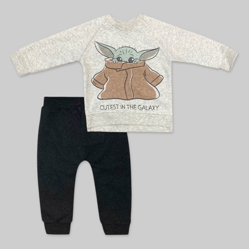 Baby Boys' 2pc Star Wars Baby Yoda Long Sleeve Fleece Top And