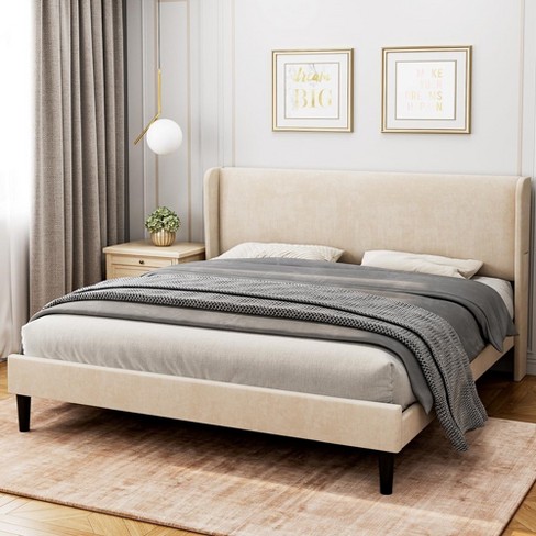 Whizmax Queen/full Size Bed Frame With Wingback, Velvet Platform Bed ...
