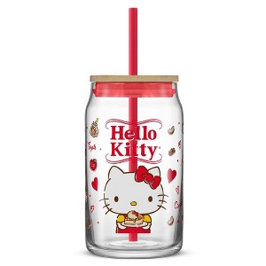 Hello Kitty® and Friends Favorite Flavor Glass Tumbler with Bamboo Lid and Straw - 1 of 4