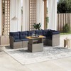 vidaXL 7 Piece Patio Sofa Set with Cushions Gray Poly Rattan - 3x Corner 3x Middle Table - 2 of 4