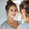 Sleek Aluminum Alloy Full-Length Mirror with Right-Angled Arch Frame - 3 of 4