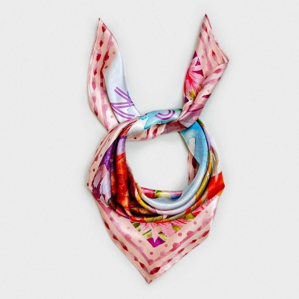Women's 100% Pure Silk Scarf with American City Prints "Sedona" - A New Day™ Light Pink