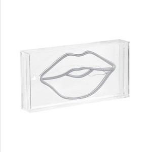 11.88" x 5.88" Lips Acrylic Box LED Neon Sign USB - JONATHAN Y: Modern Wall Decor, Integrated LED - 1 of 4