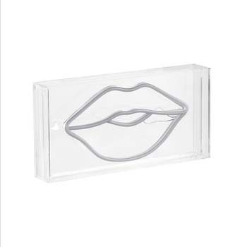 11.88" x 5.88" Lips Contemporary Glam Acrylic Box USB Operated LED Neon Light Pink - JONATHAN Y
