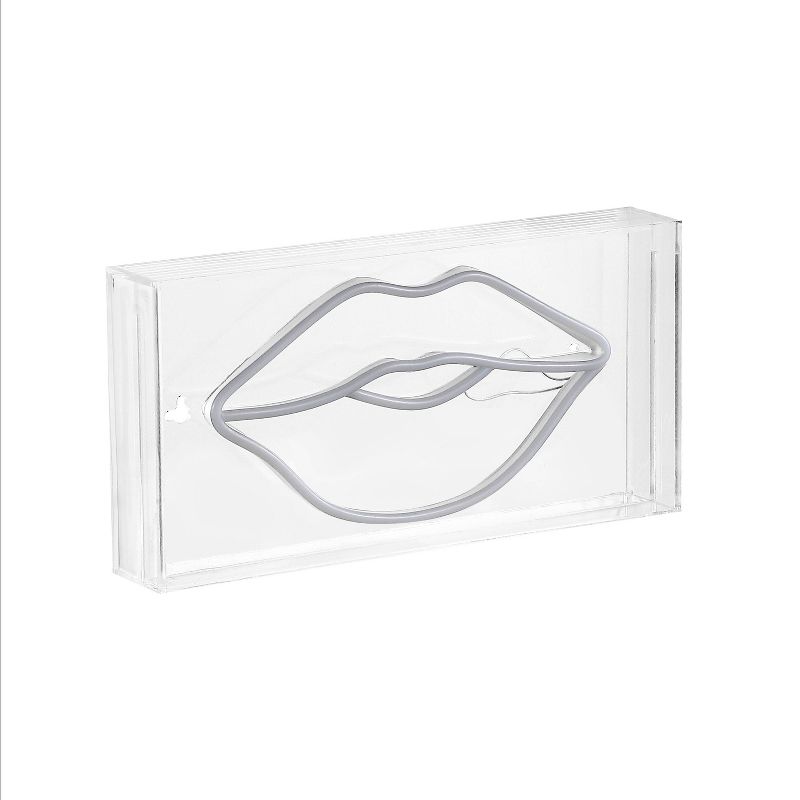 11.88&#34; x 5.88&#34; Lips Contemporary Glam Acrylic Box USB Operated LED Neon Light Pink - JONATHAN Y, 1 of 6
