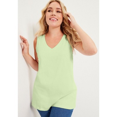 June + Vie by Roaman's Women's Plus Size V-Neck One + Only Tank Top