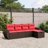 vidaXL 5 Piece Patio Sofa Set with Cushions Brown Poly Rattan - 2 of 4
