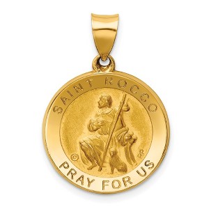 Black Bow Jewelry 14k Yellow Gold Hollow St. Rocco Medal Pendant, 19mm (3/4 Inch) - 1 of 4